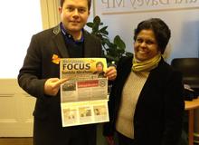 Sushila Abraham on the campaign trail with fellow Liberal Democrat Robin Meltzer in Ed Davey's Berrylands office