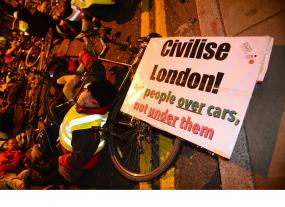 Cyclists protest outside Transport for London headquarters
