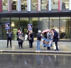 A group of protesters gathered outside The Old Bailey to call for tougher sentencing