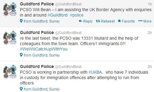 Guildford police's anti-immigrant tweet