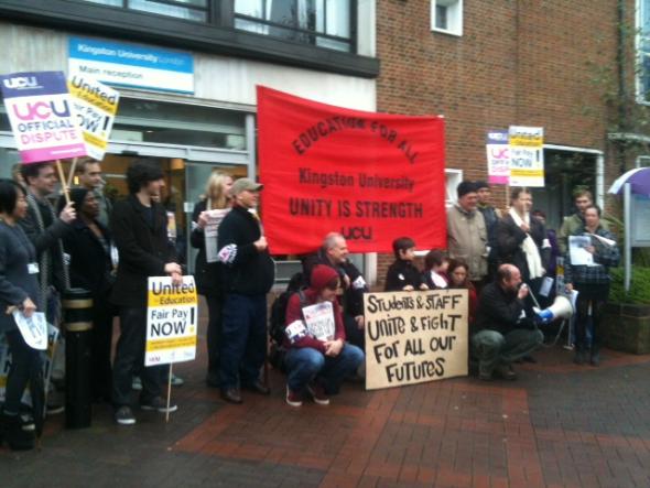 KU staff on strike outside the Penrhyn Road main entrance