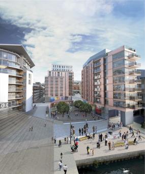 Impression of the Thames Side Wharf development