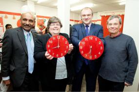 Photo enclosed of Edward Davey MP, Councillors Yogan Yoganathan and Malcolm Self open Surbiton branch