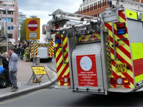 The protest was sparked by a proposed cut to fire services