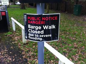 The barge walk has been closed on the Richmond side of Kingston Bridge