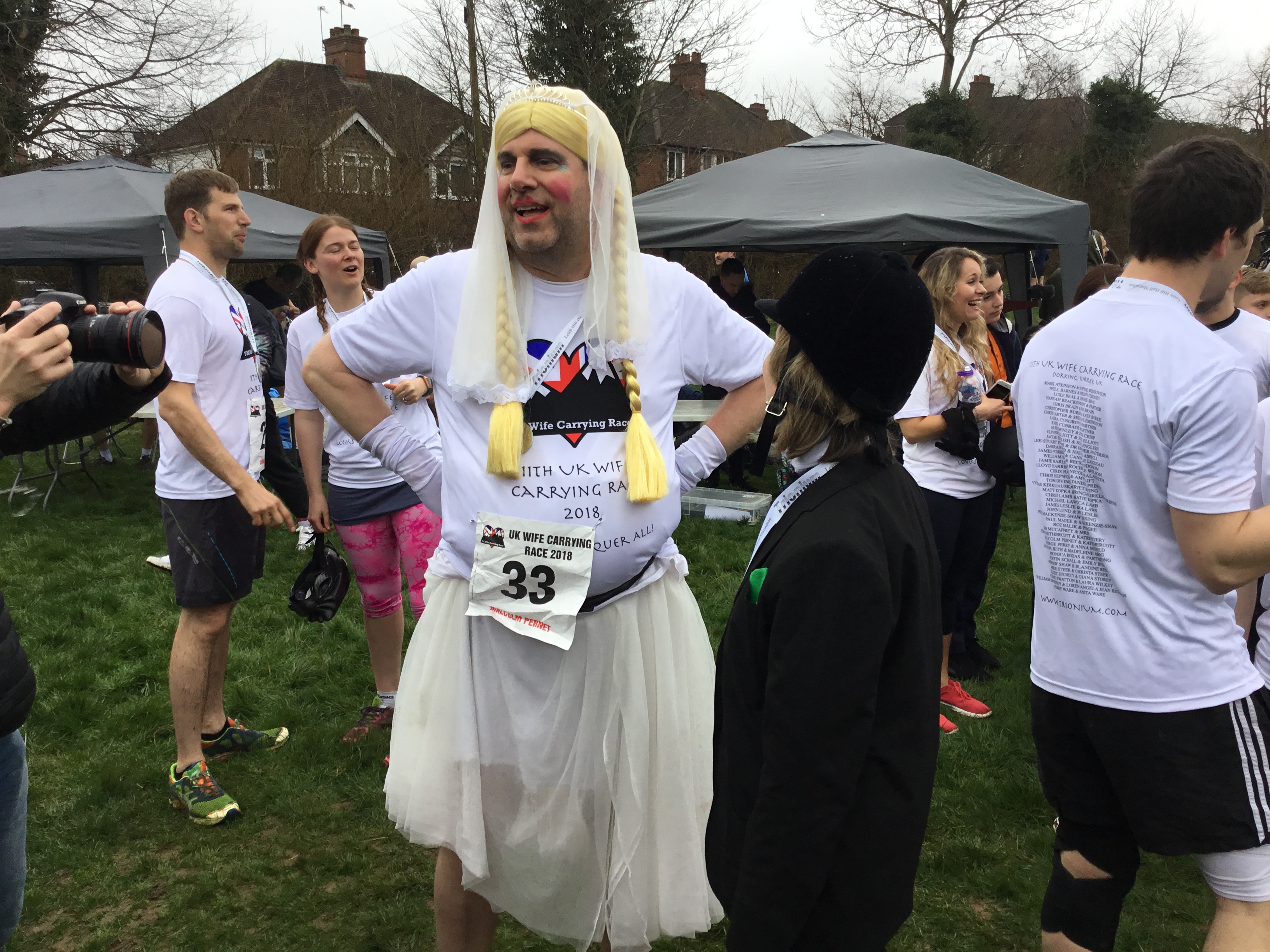 The blushing bride after completing the race