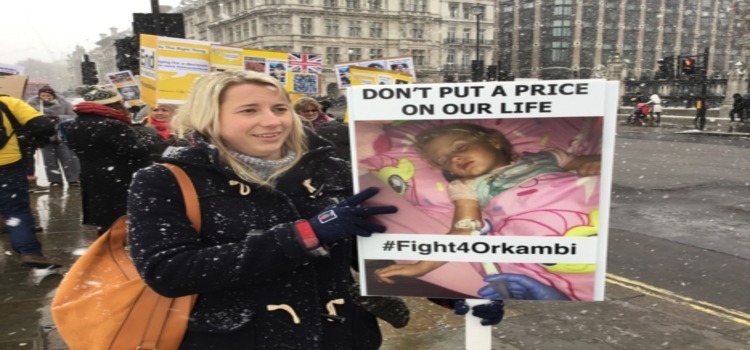 Protesters call for Cystic Fibrosis drug Orkambi to be made available on the NHS