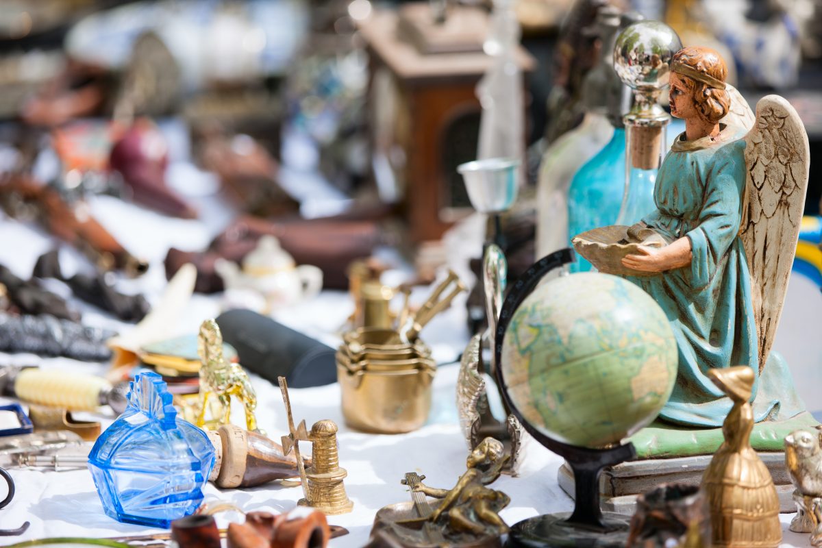 Close up of a flea market stall