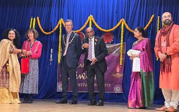 Mayor Kingston on stage at namaste Diwali celebration
