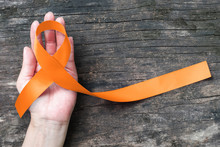 Orange ribbon for raising awareness on Leukemia, Kidney cancer RDS multiple sclerosis, ADHD illness