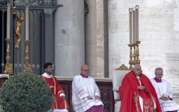 Pope Francis leading the Psalm Sunday service at the Vatican