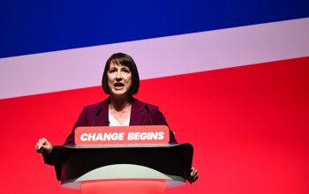 Rachel Reeves speaking at the Labour Party Conference